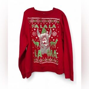 Holiday Time Fa La La llama Sweatshirt ugly Christmas sweater size XL 46-48